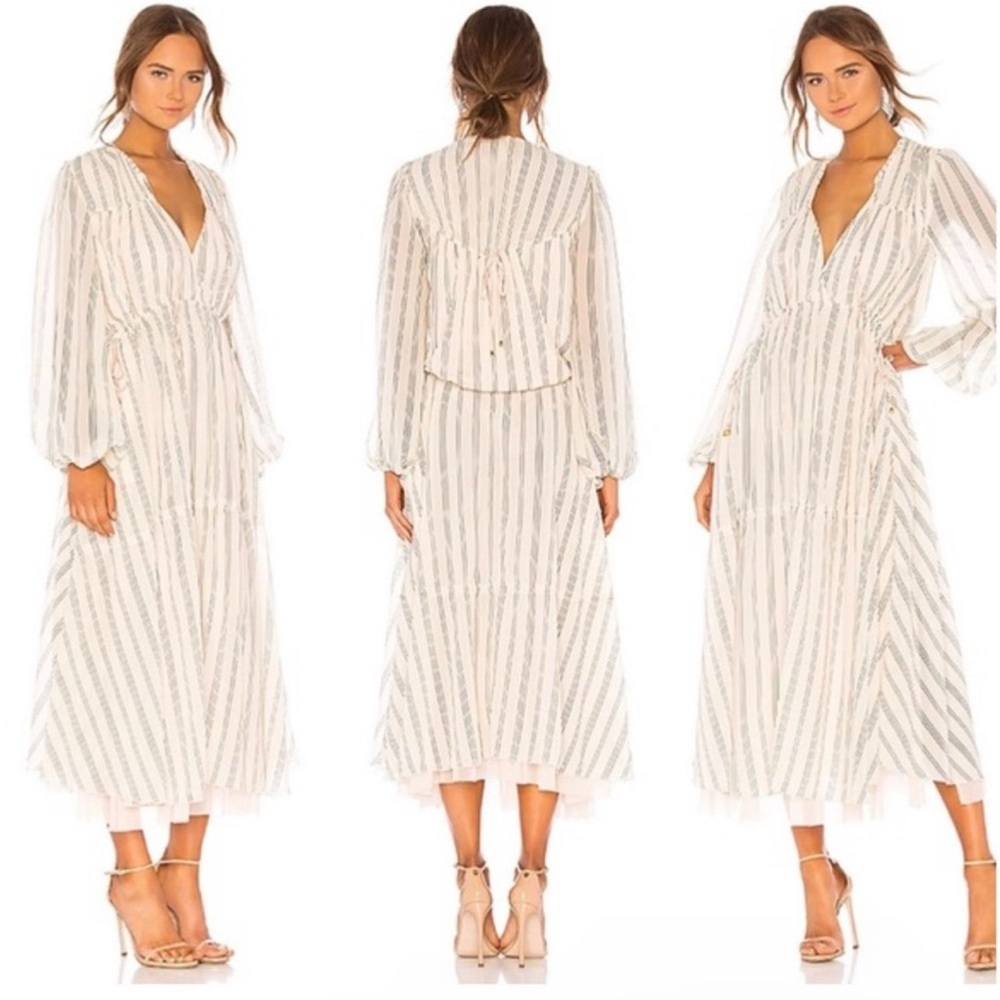 We Are HAH Lovin Lindhah Dress in Pin Stripes Almond Milk Combo size S